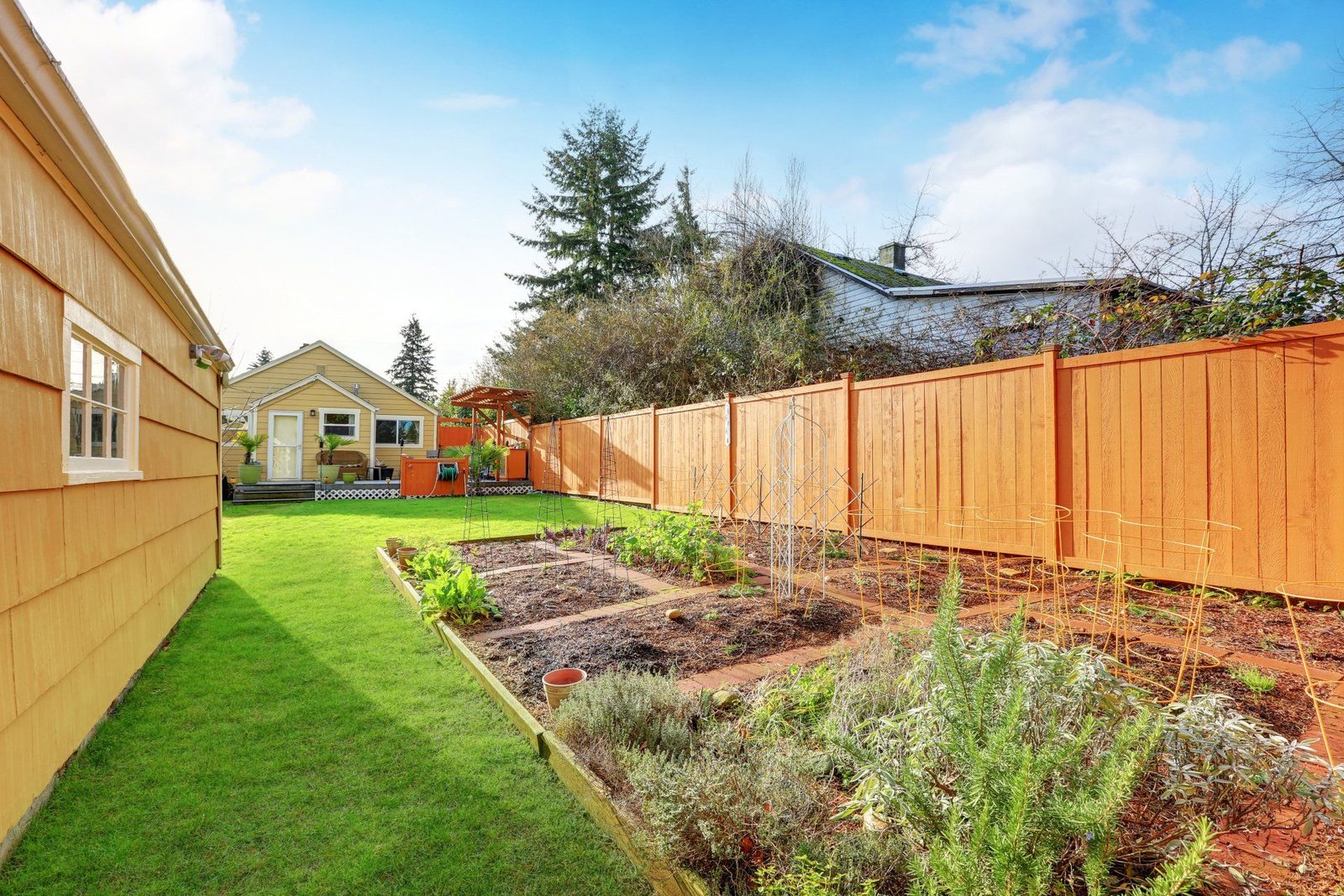 Wood privacy fence installed in a Detroit backyard